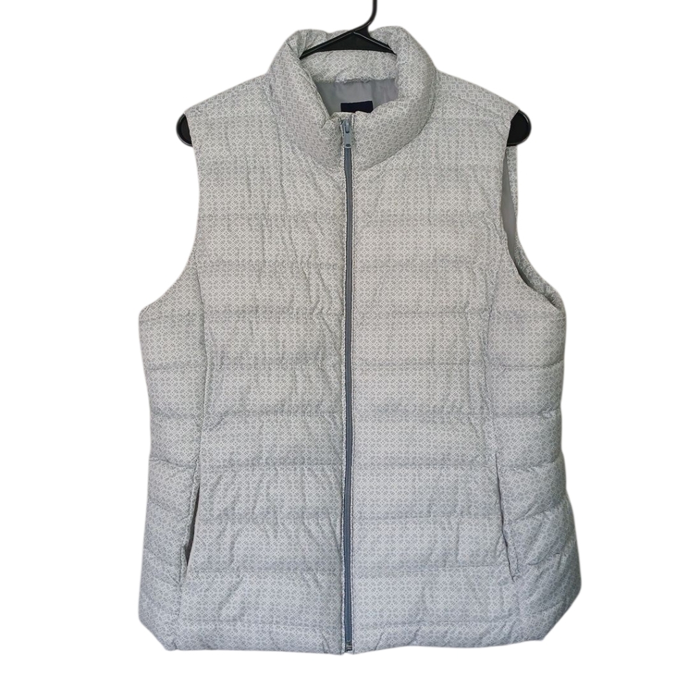 Gap White And Gray Printed Puffer Warmest Vest Size Large